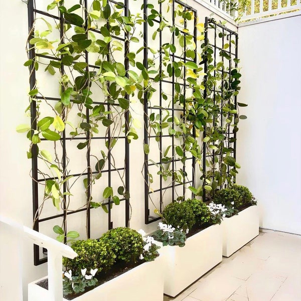Enrejado clásico de metal para jardín exterior, de varios tamaños, para montaje en pared o con estacas, hasta 2,74 m (9 pies), totalmente de aluminio, hecho a mano, para buganvillas y enredaderas.