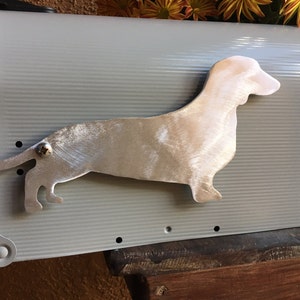 Metal Dachshund Mailbox Flag, Weiner Dog, Aluminum, Will not rust, brushed finish, individually hand made, mailbox not included