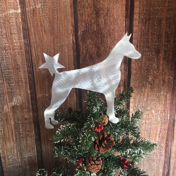 Christmas Doberman Pinscher Dog Doggie Tree Topper Holiday Wreath Decor