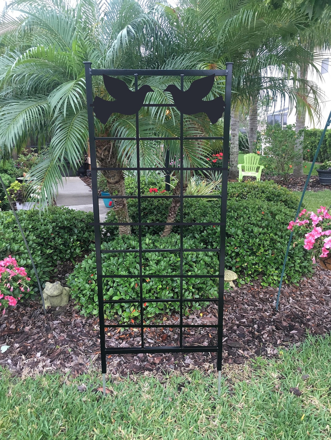 Decorative Metal Garden Trellis, With Doves, Plant Trellis, Rust Free