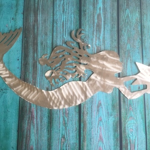Metal Mermaid, 42" wall art, for home or garden, indoor or outdoor, aluminum, will not rust