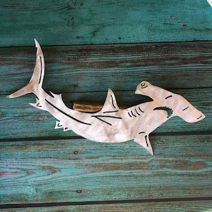 Great man cave gift! Hammerhead Shark Metal Wall Art, aluminum, indoor, outdoor, won&#39;t rust/tarnish