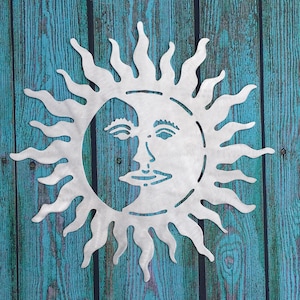 Metal Sun and Moon, wall art, indoor, outdoor, aluminum, 22&quot; diameter, for home and garden, lightweight