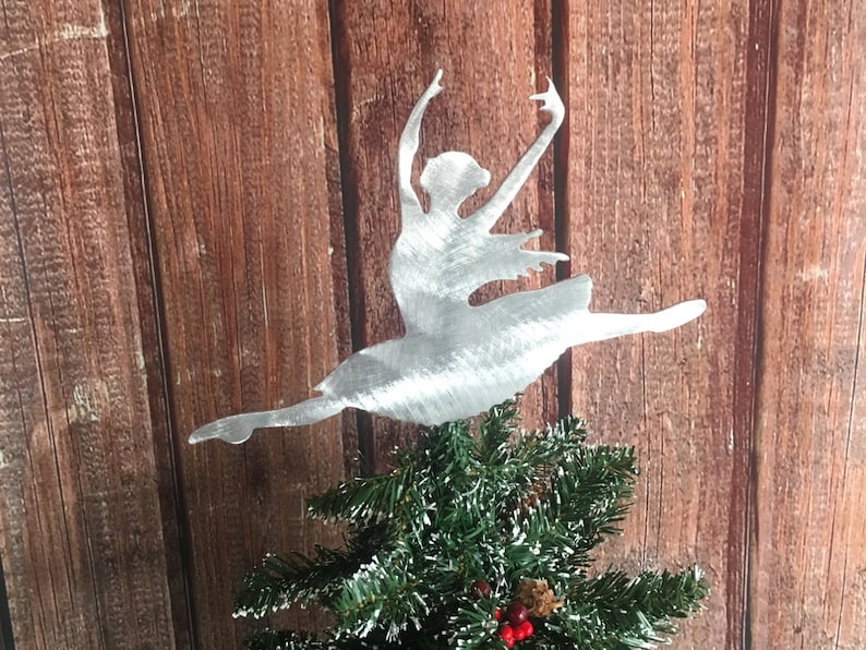 Handcrafted Metal Tree Topper Pointe Dance Ballerina Dancer or Wall Hanging or Wreath Deocation Dancer Gifts Christmas Aluminum