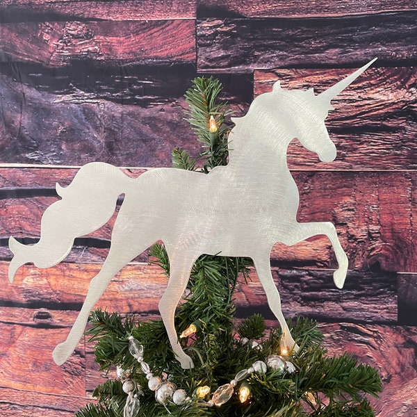 Unicorn Tree Topper, Wall Art, Yard or Garden Stake, Holiday Decoration, Wreath Decoration, Magic Christmas, Aluminum