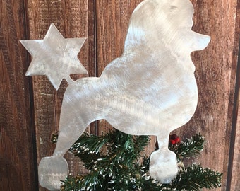 Poodle, Show Cut, Standard, Jewish Star, Star of David, Dog Holiday Decoration, Aluminum, Tree Topper, Metal Dog Art, Unique Dog Lover Gift