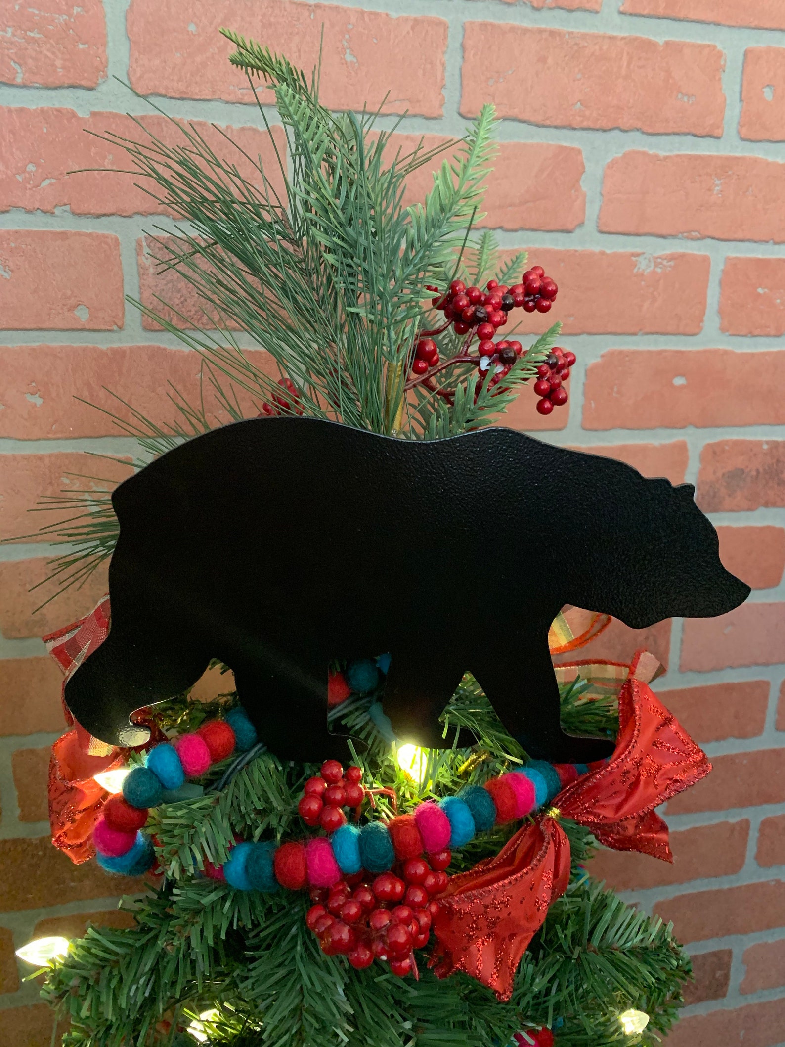 Bear Handcrafted Metal Christmas Tree Topper Holiday Etsy