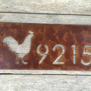 Rustic Rooster Address Sign | House Number Sign | Metal Address Sign | Rusty Signs | Farmhouse Decor | Rustic Decor | Rusty Rooster