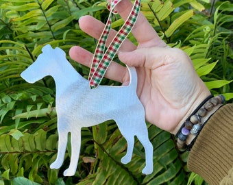 Smooth Fox Terrier Dog, Holiday Ornament, Christmas Ornament, Handcrafted, great dog lover gift, metal, dog bauble, silver, decoration