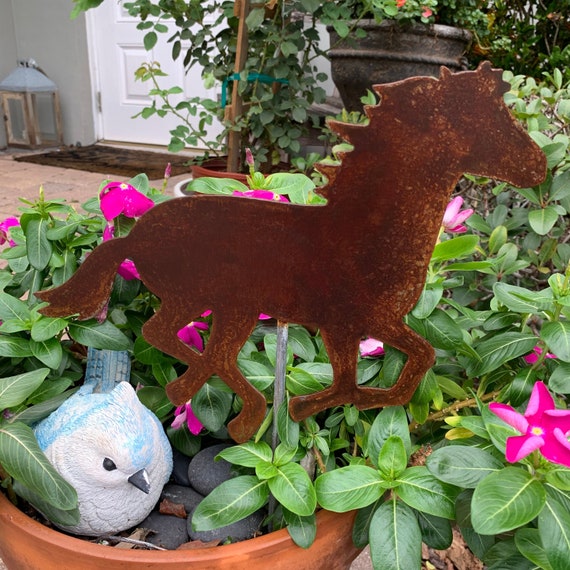 Rusty Horse Wild Stallion Steel Yard Art Yard Stake Etsy