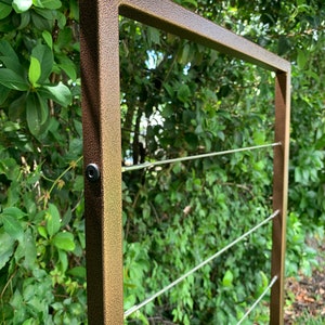 Clean and Modern Trellis, Metal Frame, Stainless Steel Wire, Wall Mount or Staked, Aluminum Frame, Garden, Lightweight, Handmade, 60 x 22 image 2