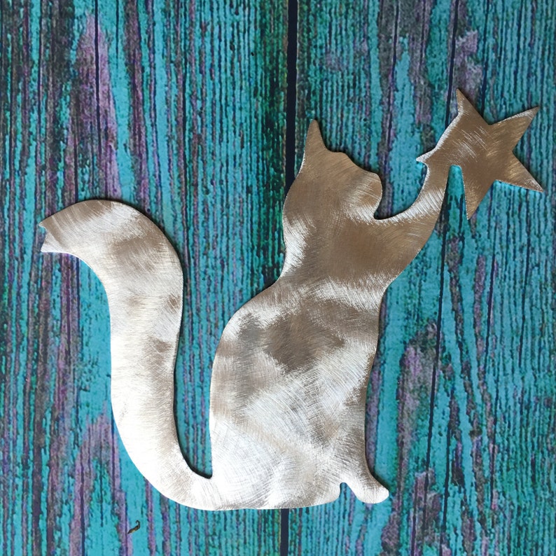 Kitty Kitty, Cat Christmas Tree Topper, Holiday Decoration, Aluminum, Unique Cat Gift, Metal, Art, Handmade, Pet, For Cat Lovers Only 