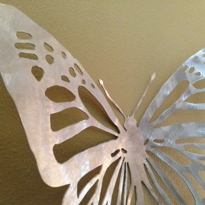 Metal Wall Art BUTTERFLIES, Three Dimensional, Aluminum, Hand Cut, Hand Burnished Finish, single or set