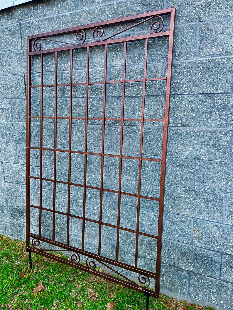 Garden Gate Style, Metal Scroll Garden Trellis, 6ft high x 4ft wide, Large, Classic, Wall Mounted or Staked, rust fee, Outdoor Metal Trellis image 2