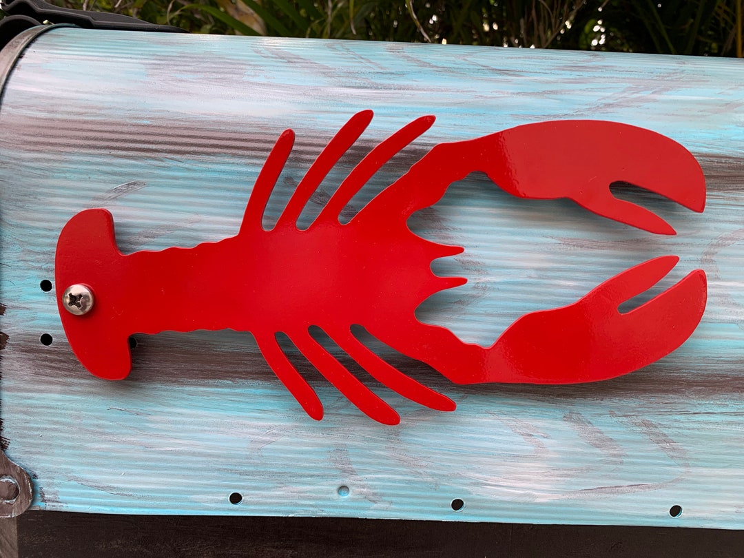 Lobster, Mailbox Flag, Metal, Aluminum, Powder Coated Red or Natural ...