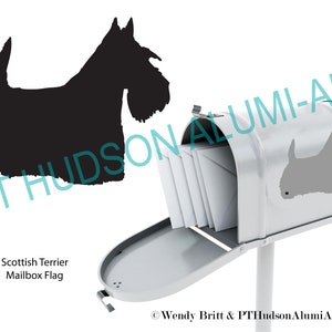 Metal Scottish Terrier Mailbox Flag, Scottie, Dog, Aluminum, Will not rust, brushed finish or other colors available, handcrafted