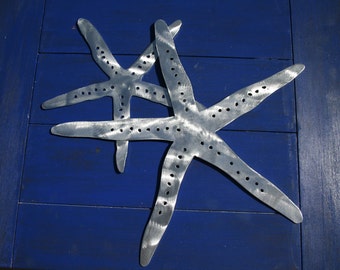 Sea Stars, Set of 2 or singles, Starfish Metal Beach Home Decor, Wall, Patio, Garden Art, wedding favor, aluminum, indoor, outdoor