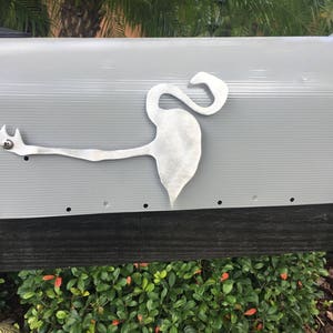 Metal Flamingo Mailbox Flag, Aluminum, Will Not Rust, Brushed Finish
