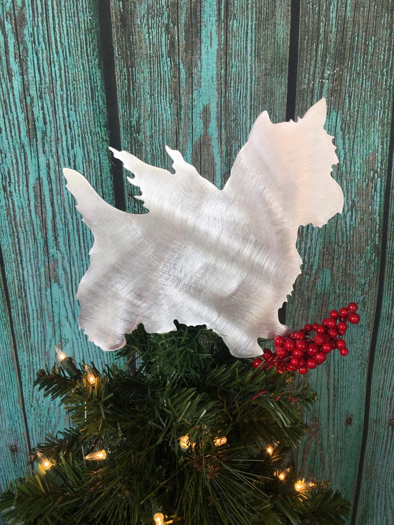 Yorkie Yorkshire Terrier Angel Aluminum metal Holiday Decoration Adorable Dog Christmas Tree Topper Wall hanging or yard stake