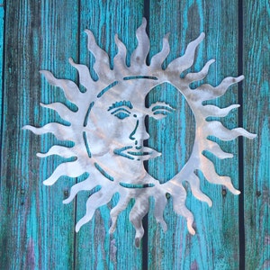 Sun, metal art, wall hanging for indoor or outdoor, aluminum, large 30 inch diameter, all handcrafted by 1 metal artisan