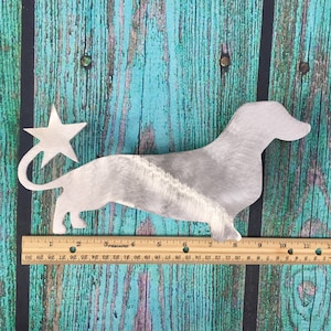 Dachshund, Weiner Dog, Dog Christmas Tree Topper, Holiday Decoration, Doxie, Metal Dog Art, Handmade, Dog Lovers Gift, Aluminum image 5