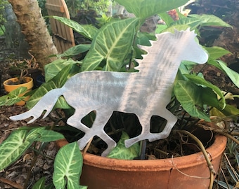 Horse Yard or Garden Stake,  Wall Art, or Tree Topper, Mustang, Wild Horses, Holiday, Wreath Decoration, Country, Ranch, Western, Aluminum