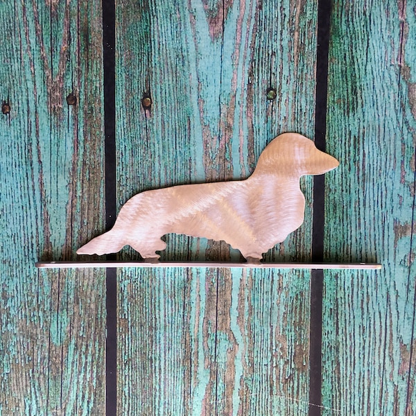 Long Hair Dachshund, Metal Mailbox Topper, OR Wall Art, Yard Stake, Shelf Art, Wall Hanging, or Tree Topper, Aluminum, FUN Whimsical, Silver