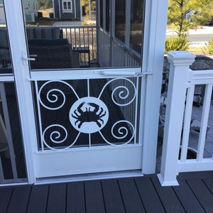 Screen Door Grille, Crab design, Handcrafted, Metal, Powder Coat your color choice, Protect, Beautify, Easy Install, Aluminum