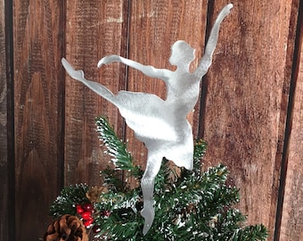 Ballerina Dancer, Handcrafted Metal Tree Topper, Holiday Decoration, Wreath Decoration, Christmas, Aluminum