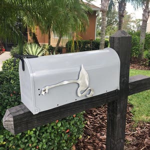 Metal Flamingo Mailbox Flag, Aluminum, Will Not Rust, Brushed Finish