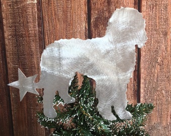 Golden Doodle, Star Dog Tree Topper, Holiday Decoration, Wreath Decoration, Christmas, Aluminum, Dog Stars, Standing with Star