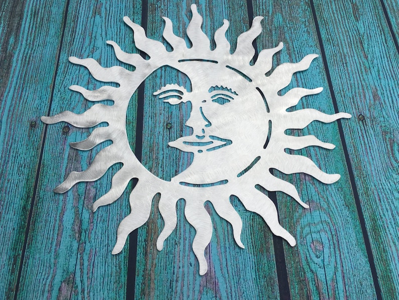 Metal Sun and Moon Wall Art Indoor Outdoor Aluminum Etsy