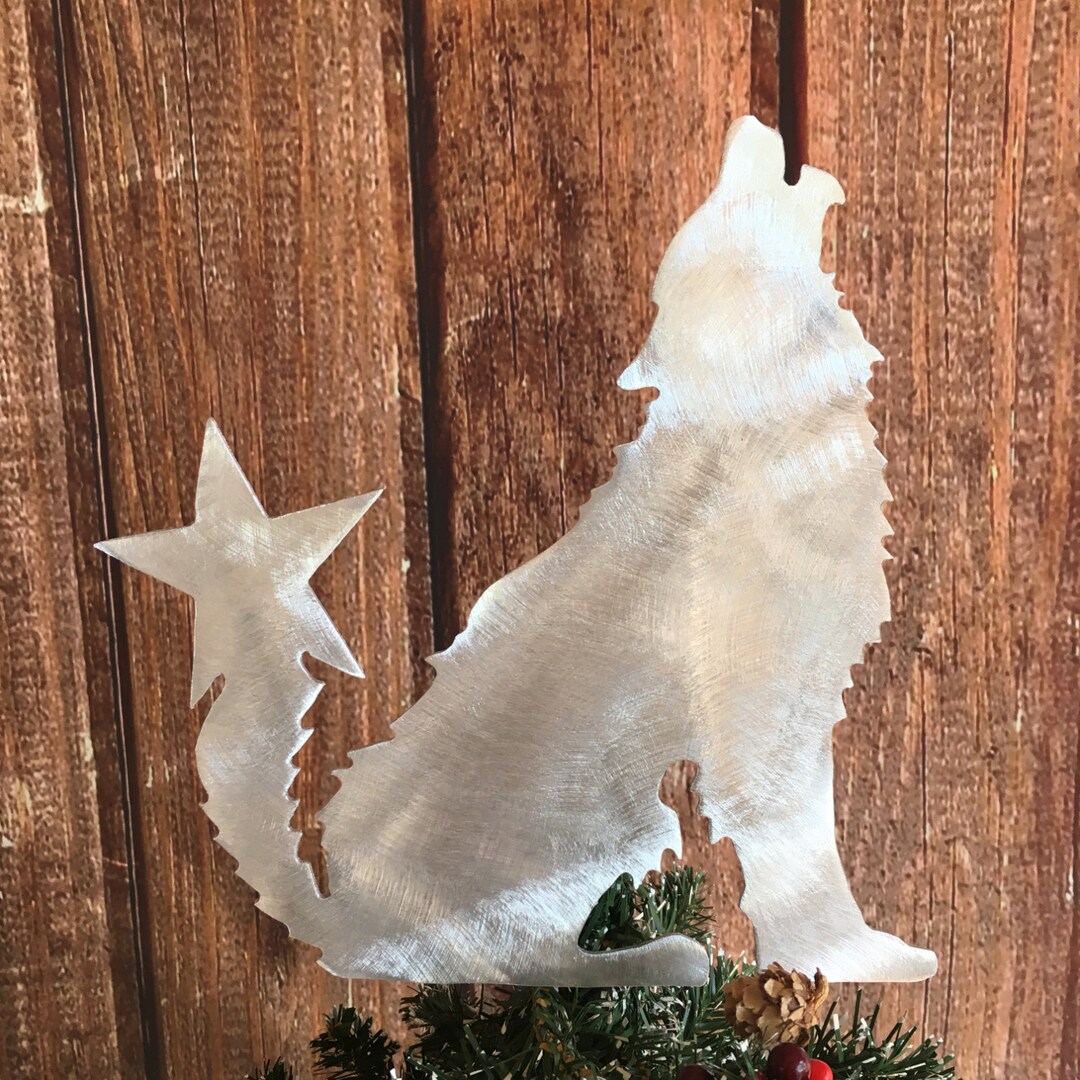 Wolf Christmas Tree Topper, Holiday Decoration, Wreath Decoration