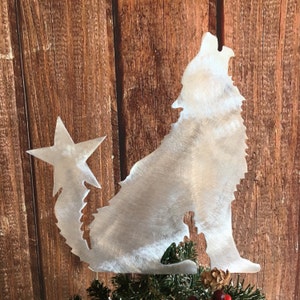 Wolf Christmas Tree Topper, Holiday Decoration, Wreath Decoration, Christmas, Aluminum, Rustic, Southwestern, Handcrafted