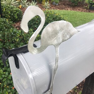 Metal Flamingo Mailbox Flag, Aluminum, Will Not Rust, Brushed Finish