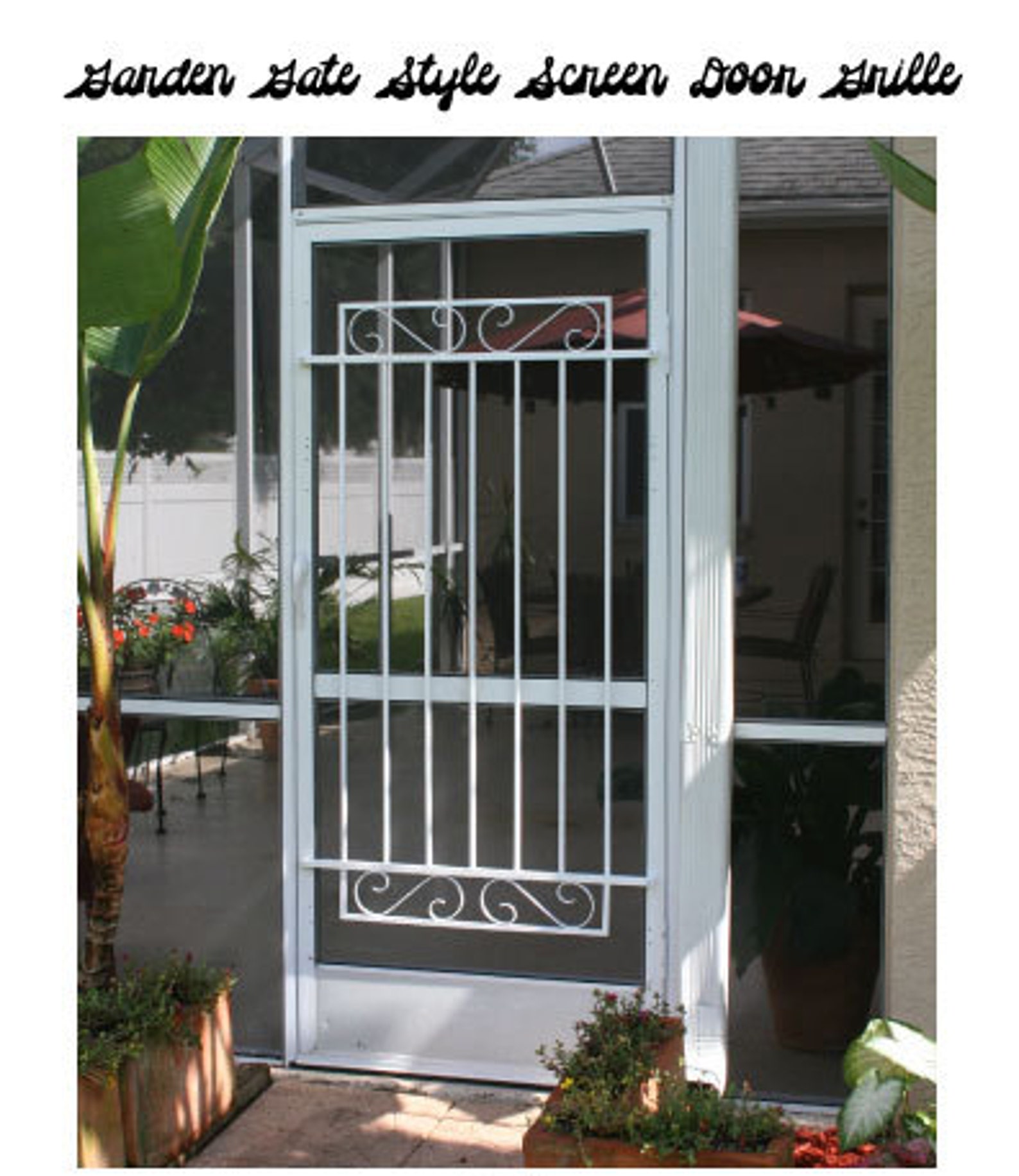 Screen Door Grille, Garden Gate Style, Handmade, Decorative, Protective