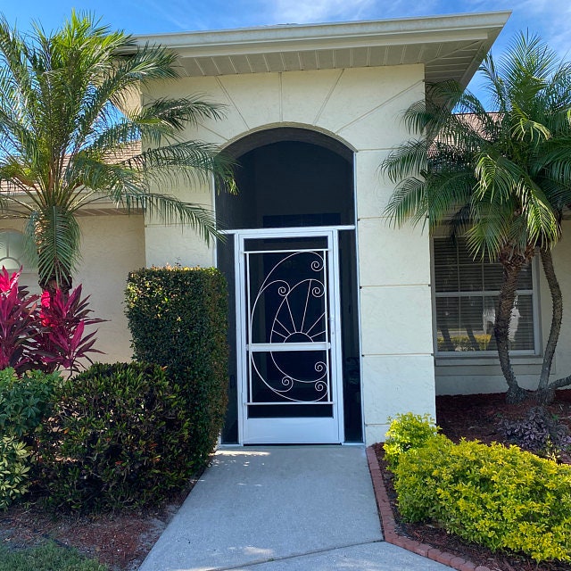 Screen Door Grille, Aluminum, Decorative & Protective, Sunset Beach Style