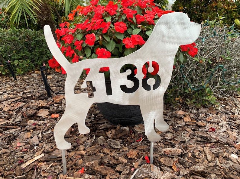 Labrador Retriever, Personalized Sign, Dog Silhouette, Lab, 17.25 in wide, stakes or wall hanger, add any text, many colors, dog lover gift image 8