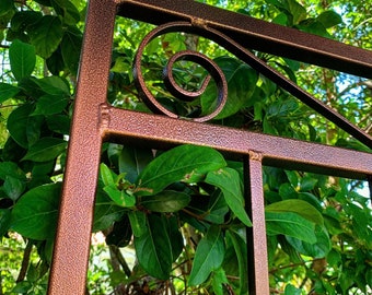 Garden Gate Style, Metal Scroll Garden Trellis, 6ft high x 4ft wide, Large, Classic, Wall Mounted or Staked, rust fee, Outdoor Metal Trellis