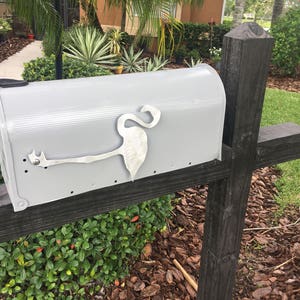 Metal Flamingo Mailbox Flag, Aluminum, Will Not Rust, Brushed Finish