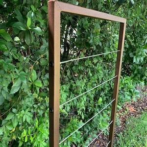 Clean and Modern Trellis, Metal Frame, Stainless Steel Wire, Wall Mount or Staked, Aluminum Frame, Garden, Lightweight, Handmade, 60 x 22 image 7