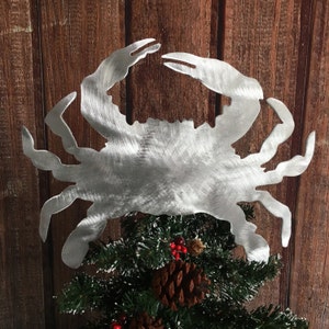 Crab, Christmas, Tree Topper, Beach Home Decor, Wall Hanging or Yard Stake, aluminum, Nautical, Sea Life, Under the Sea Christmas,