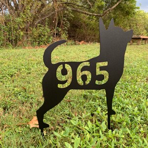 Metal Sign Chihuahua, Dog Silhouette, Personalized House Number, Welcome, or any text, 14.5-inch, yard stake or wall hanging, address sign image 7