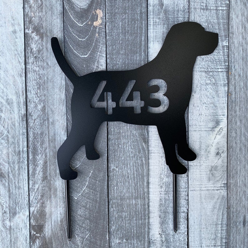 Labrador Retriever, Personalized Sign, Dog Silhouette, Lab, 17.25 in wide, stakes or wall hanger, add any text, many colors, dog lover gift image 3
