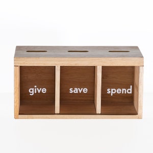 GIVE Save Spend Bank, Child’s Bank, Wood Piggy Bank, Personalized Kids Money Bank, Dave Ramsey Inspired Gift, Montessori Toy