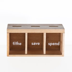 TITHE Save Spend Bank, Child’s Bank, Wood Piggy Bank, Personalized Kids Money Bank, Dave Ramsey Inspired Gift, Montessori Toy