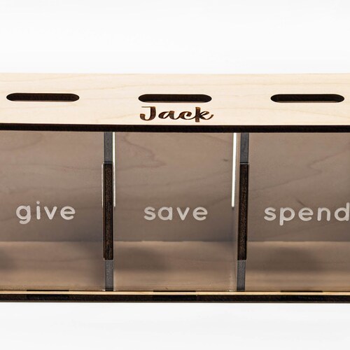 Child’s Bank, Give Save Spend Bank, Wood Piggy Bank, Personalized Kids Money Bank, Dave Ramsey Inspired Gift, Financial Principles Bank