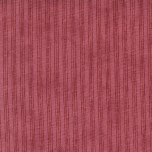 May include: Close-up of a fabric with a vertical striped pattern in a muted red color. The stripes are evenly spaced and have a slightly textured appearance, creating a subtle visual depth. The fabric appears to be a woven material.