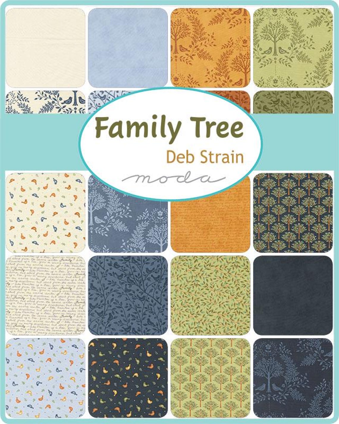 Tree Deb Family Tree, Deb Strain, Cotton Fabric, Layer Cake, 56160LC - Etsy