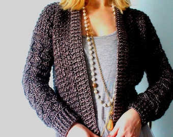 Cárdigan de punto trenzado, patrón de chaqueta bomber de punto, patrón de cárdigan abierto de punto, patrón de cárdigan para mujer, patrón de suéter cárdigan,